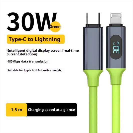 Fast Charging Data Cable With Intelligent Digital Display