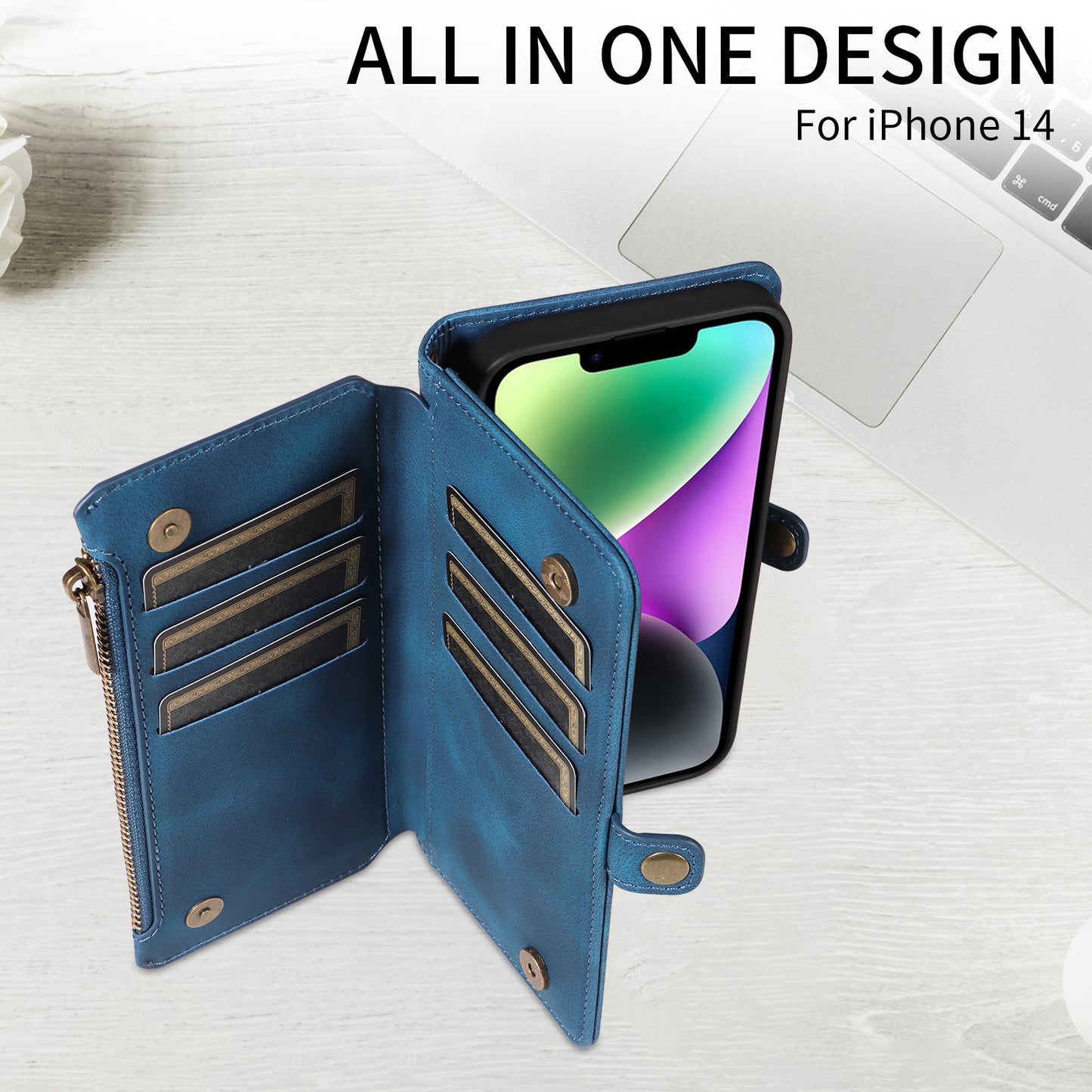 Wallet Flip Zipper Phone Leather Case