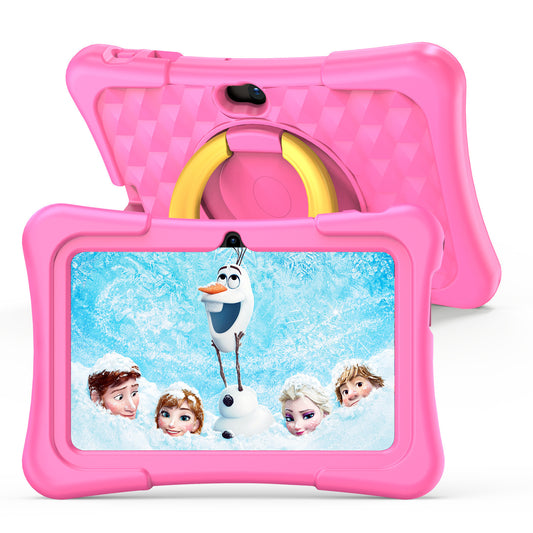 7-inch Children Education Flat tablet With Protective Silicone Cover 360-degree Rotation Handle Bracket