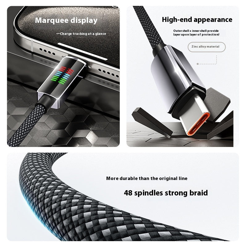 240W Super Fast Charge Type-C Horse Running Light Display Charging Cable