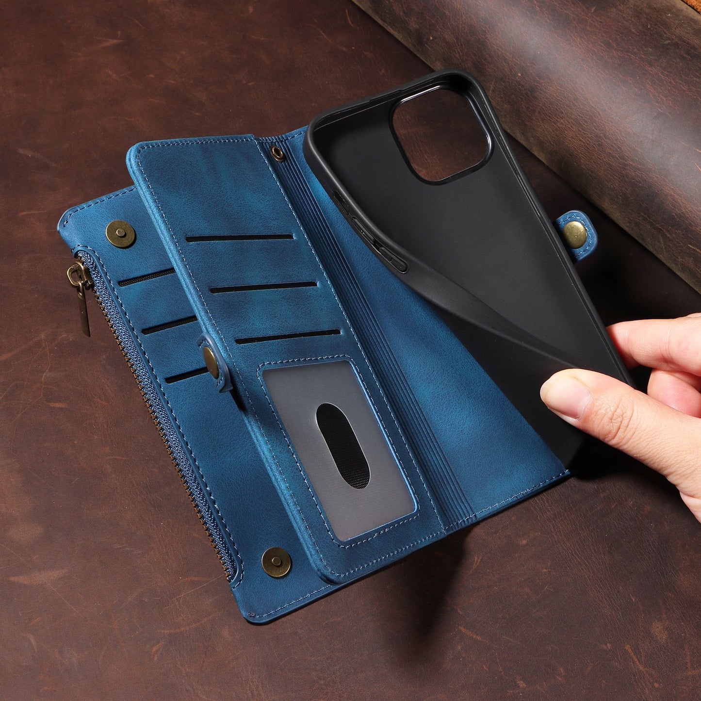 Wallet Flip Zipper Phone Leather Case