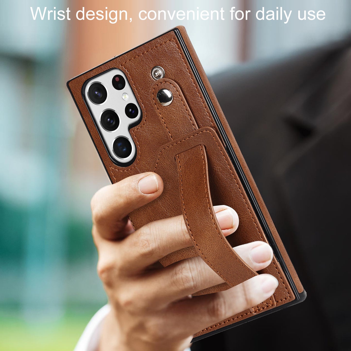 Applicable Wrist Strap Mobile Phone Skin Protective Leather Case