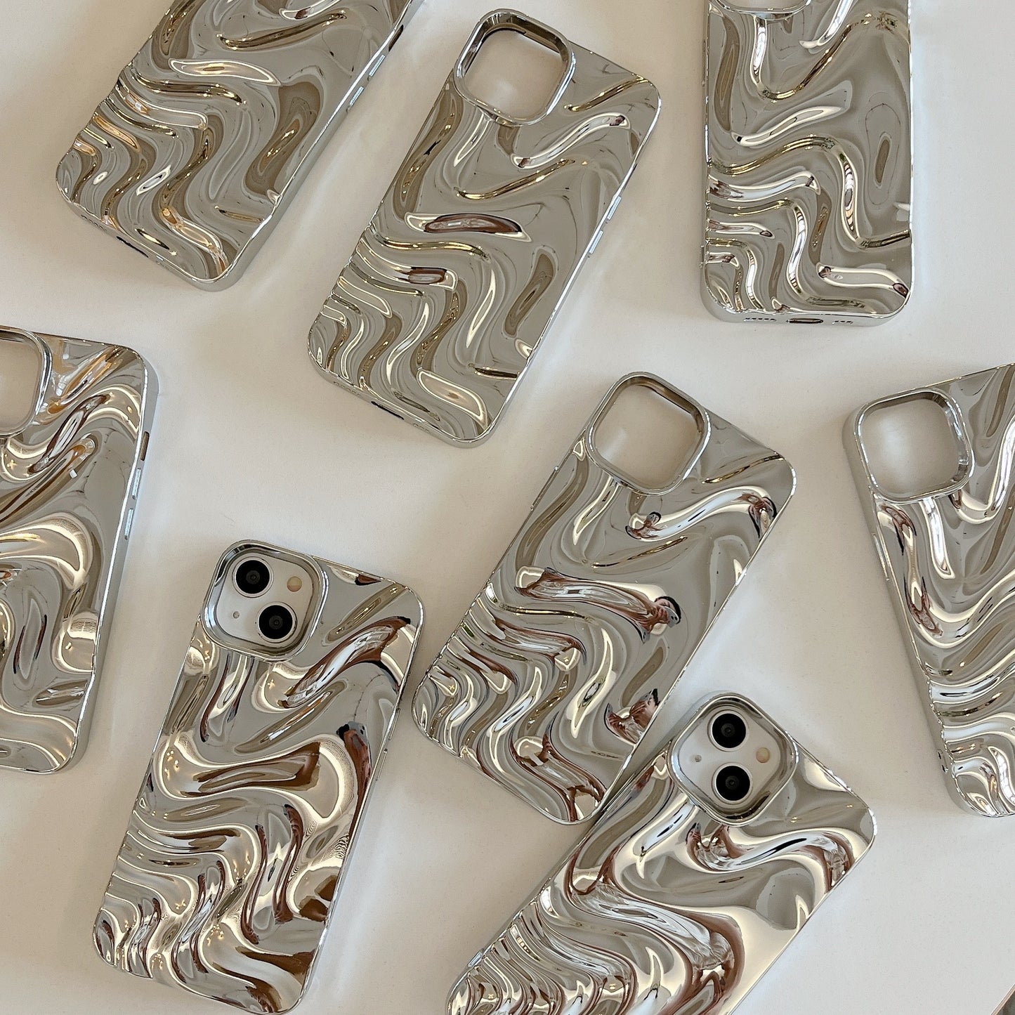 Pleated Water Ripple Solid Color Electroplated Drop-resistant Soft Shell