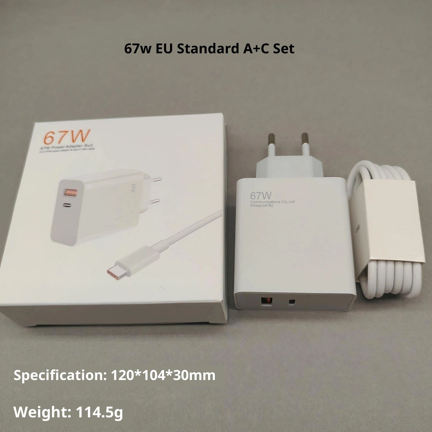 67W Mobile Phone Charger 120W Fast Charging Head Set Data Cable