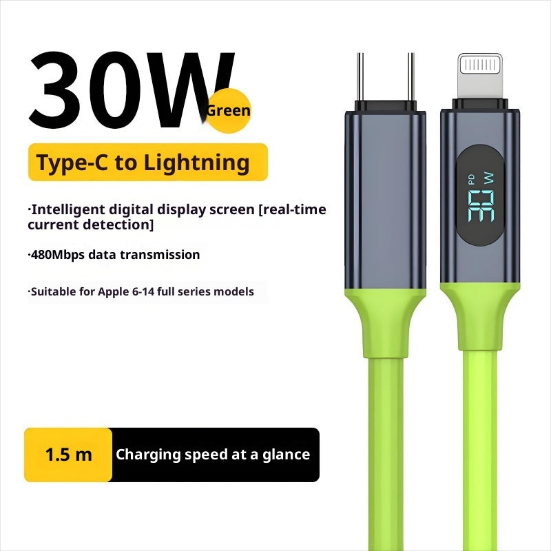Fast Charging Data Cable With Intelligent Digital Display