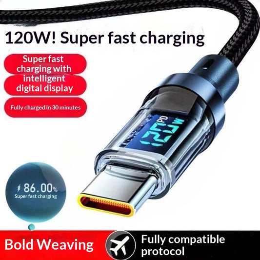 Smart Digital Display Type-C Cable 240W Super Fast Charging