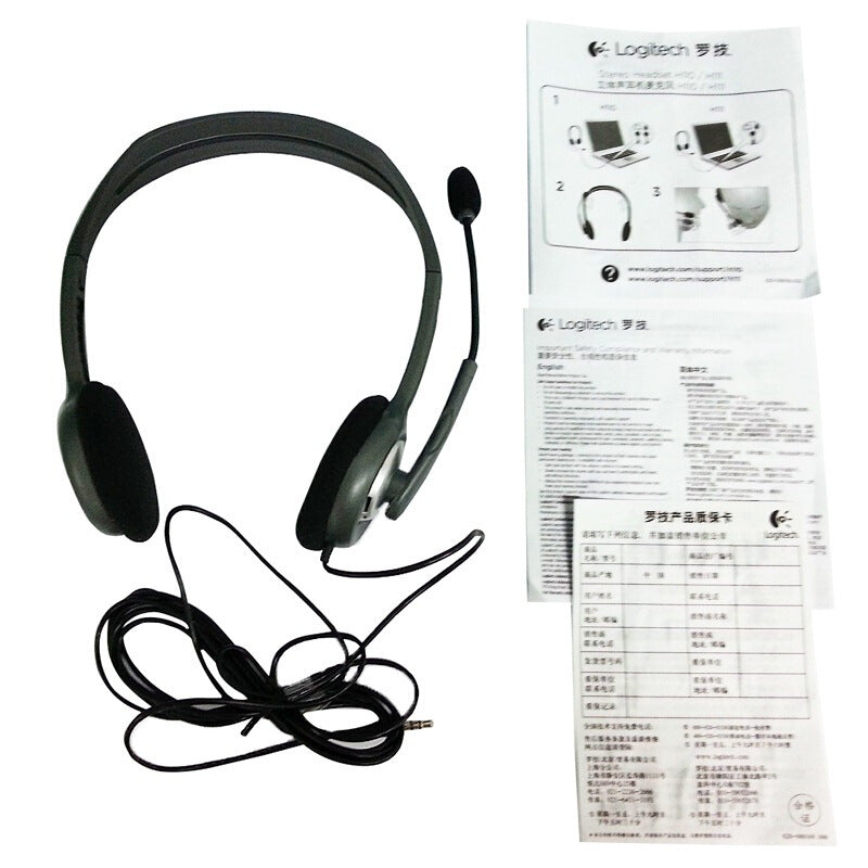 LogitechLogitech H110H111 Stereo Wired Headset Single Double 35 Headset Computer Tablet Headset