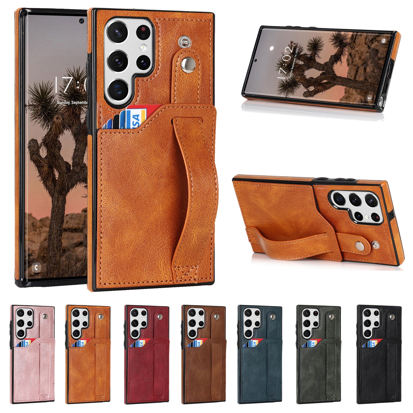 Applicable Wrist Strap Mobile Phone Skin Protective Leather Case