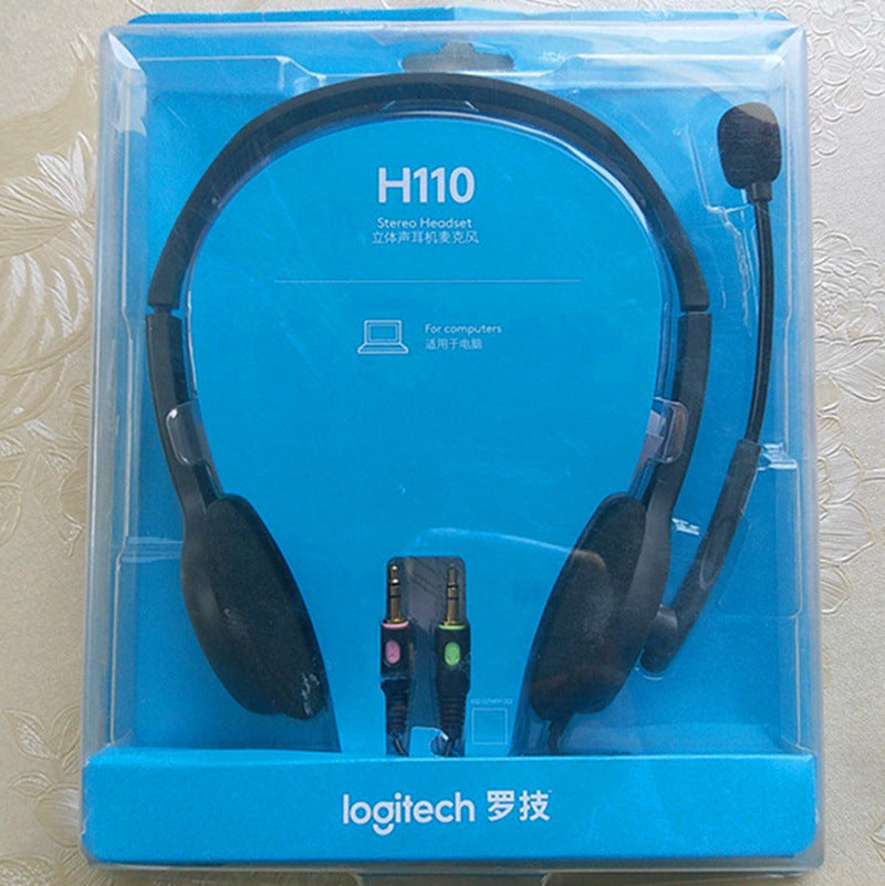 LogitechLogitech H110H111 Stereo Wired Headset Single Double 35 Headset Computer Tablet Headset
