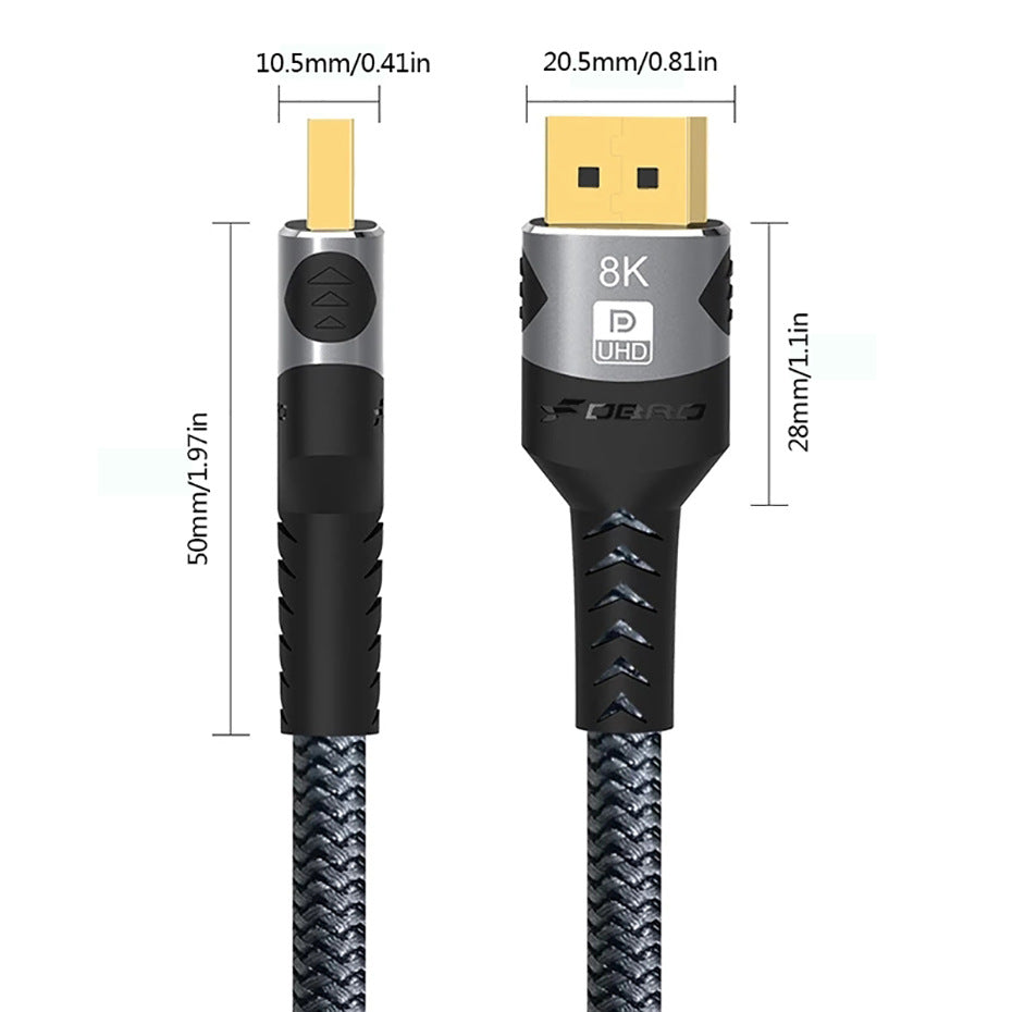 16 KDisplayPort21 DP Male To DP Male 16 K60Hz 8 K144Hz Knitted Belt DP14-00