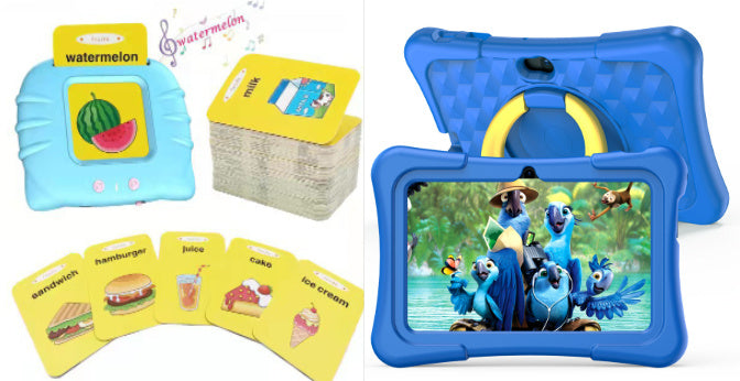 7-inch Children Education Flat tablet With Protective Silicone Cover 360-degree Rotation Handle Bracket