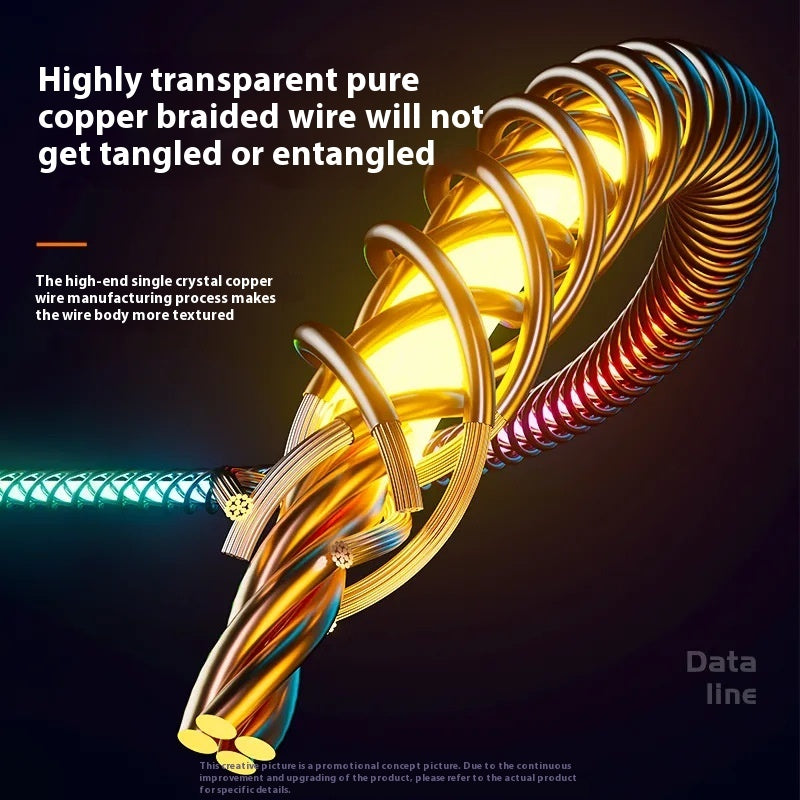 Colorful RGB Illuminating Data Cable Breathing Light Gradient PD66W