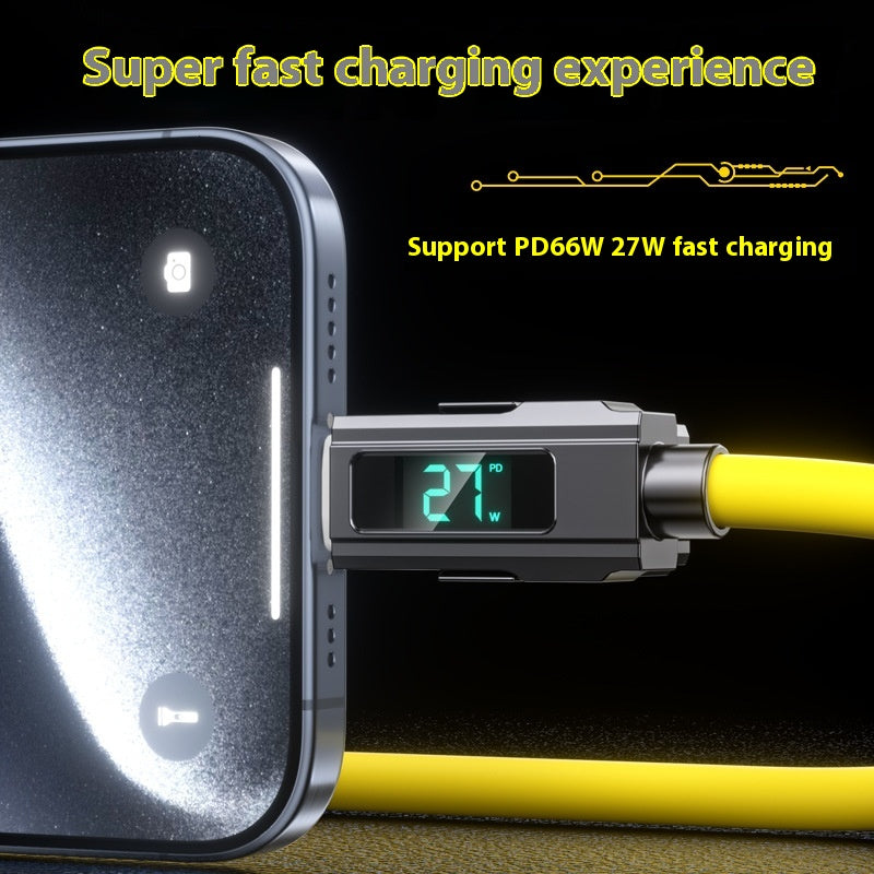 Super Fast Charge Portable PD27W100W Silicone LED Digital Display Two-drag Two Data Cable