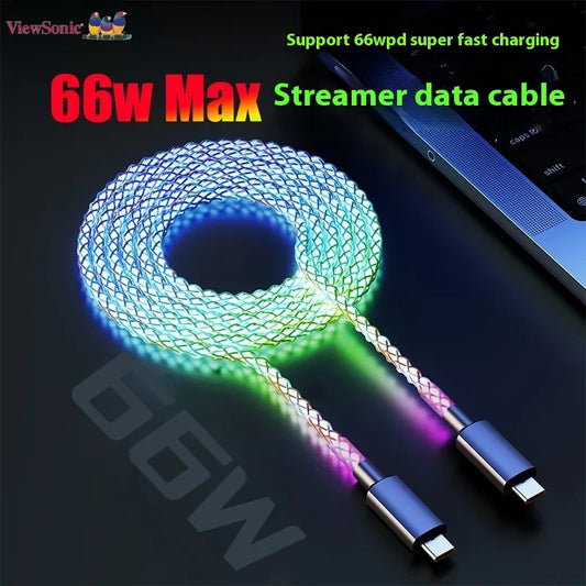 Colorful RGB Illuminating Data Cable Breathing Light Gradient PD66W