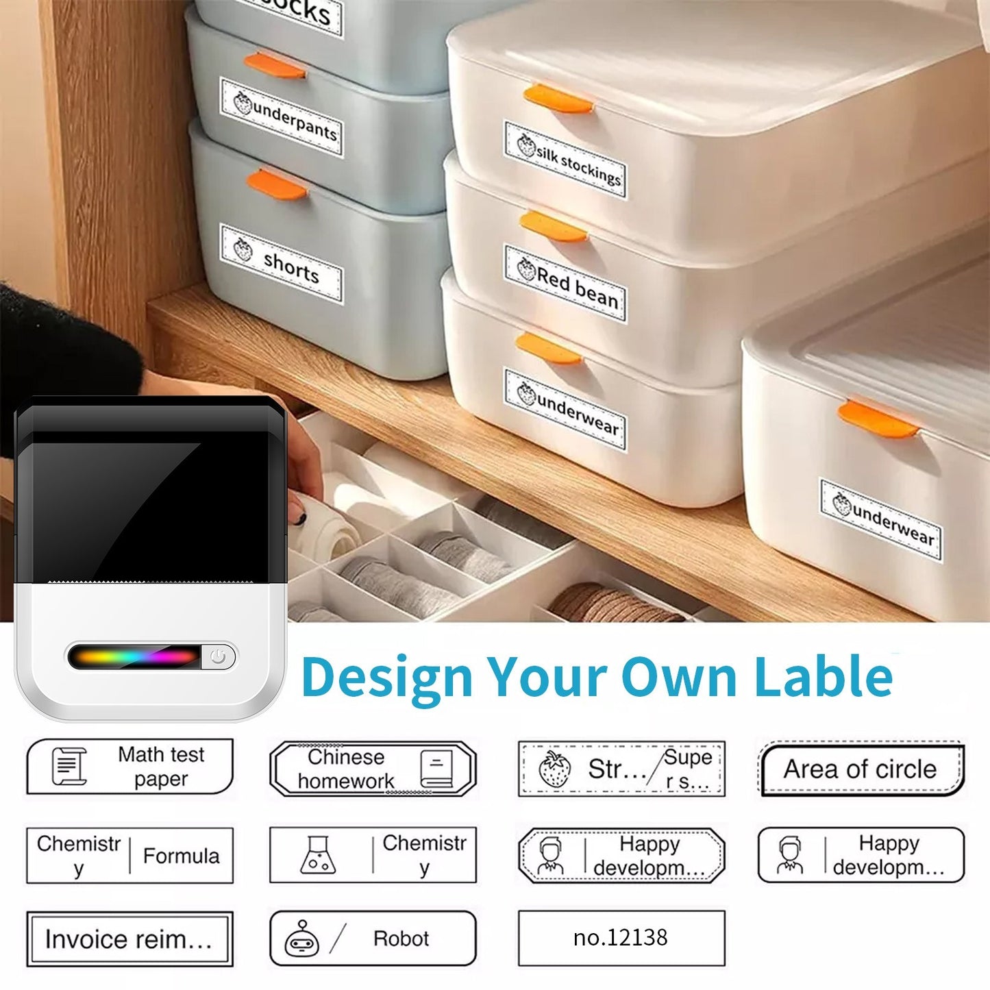 U1 Self-Adhesive Compact Portable Wireless Bluetooth Thermal Printer Pocket Mini Label Maker